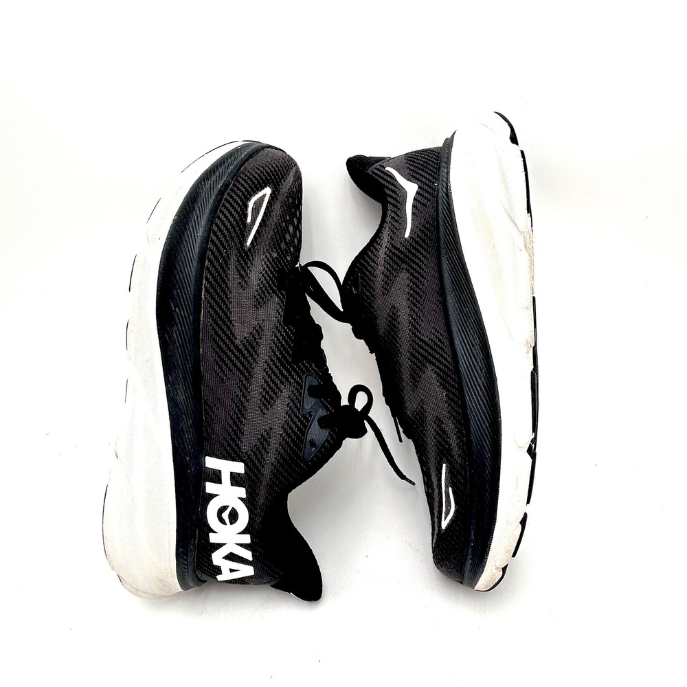 Hoka Clifton 9 Women Size 7B Running Shoes Black White Road Trainer